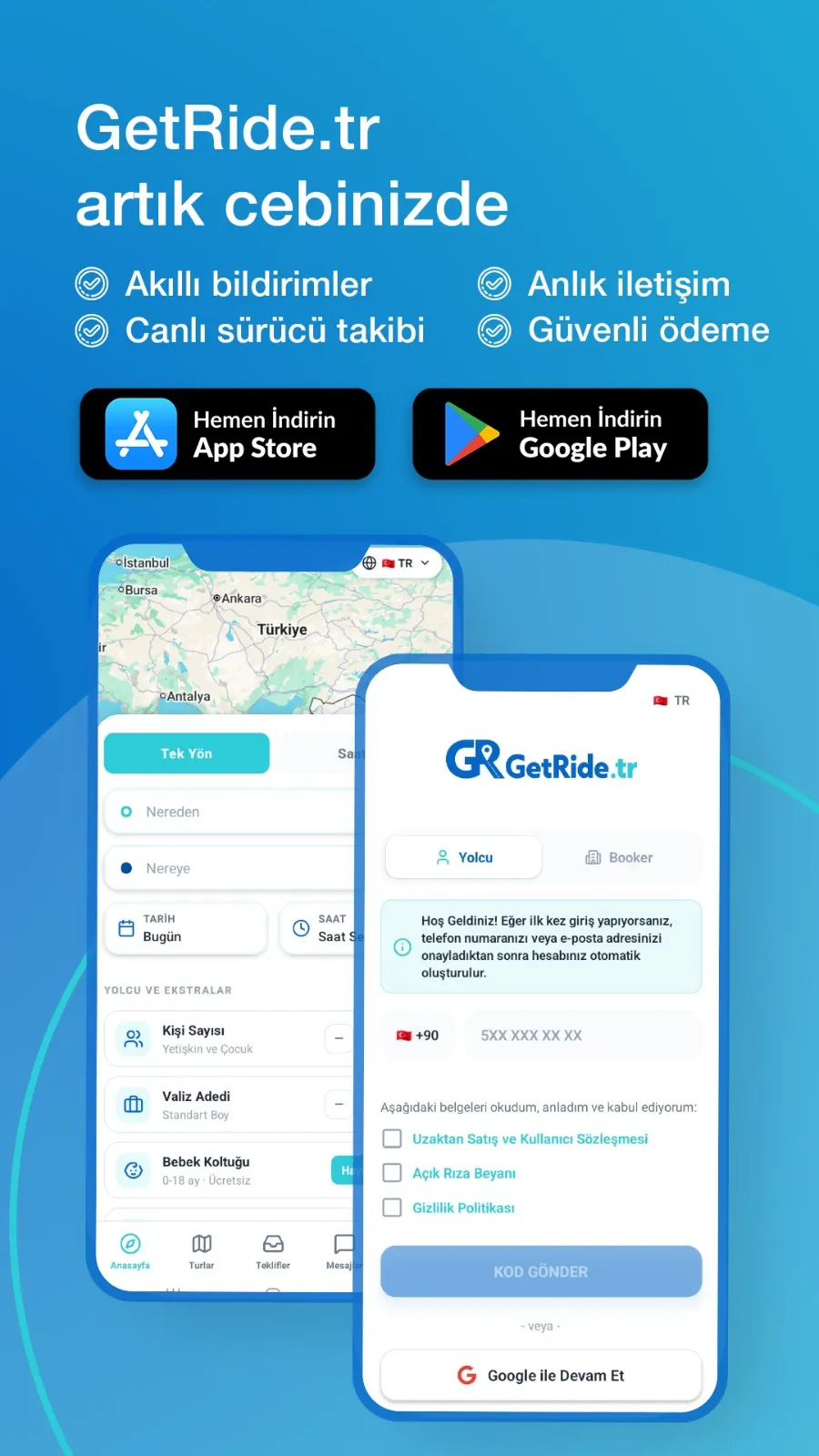 GetRide.tr mobil uygulaması